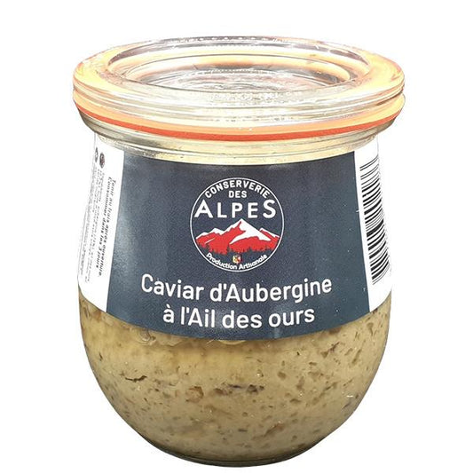 BOCAL EN VERRE DE CAVIAR D'AUNERGINE A L'AIL DES OURS